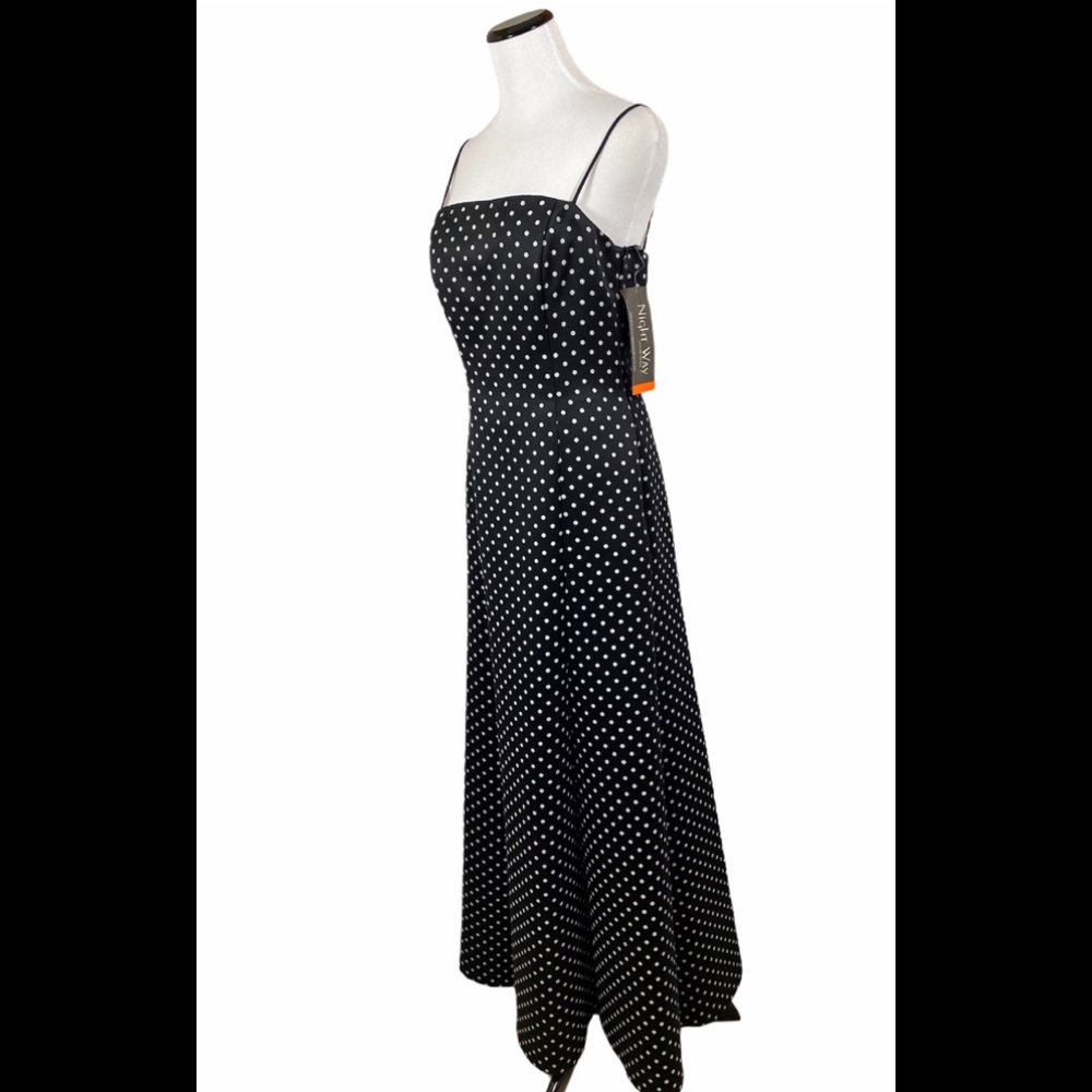 Night Way Collections Black White Polka Dot Maxi Sz 8